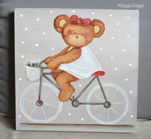 CUADRO INFANTIL "DULCE OSITA EN BICI"