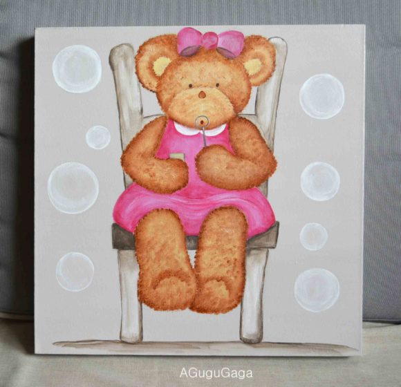 CUADRO INFANTIL "DULCE OSITA POMPITAS DE JABÓN"