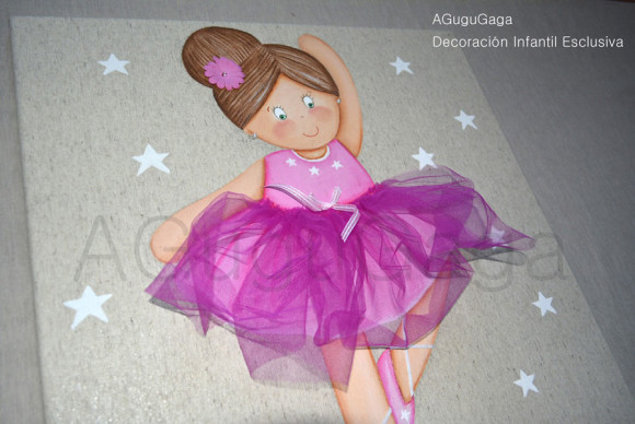 CUADRO INFANTIL "BAILARINA BALLET en CANVAS TELA NATURAL " - Imagen 4