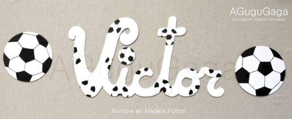 nombre en madera futbol