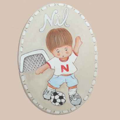 PLACA INFANTIL CON NIÑO FUTBOL