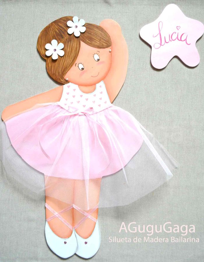 SILUETAS INFANTILES BAILARINAS ROSAS Y BLANCAS