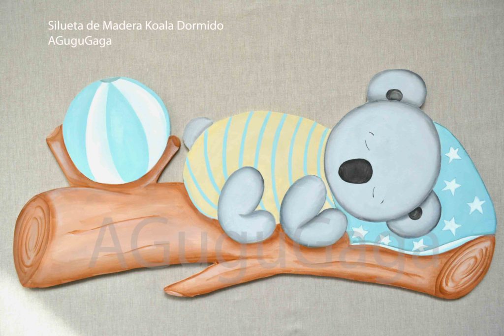 SILUETA DE MADERA KOALA DORMIDO AGUGUGAGA