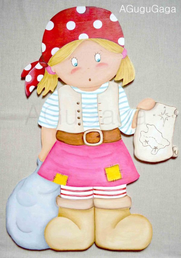 Silueta de Madera "Niña Pirata con Barco"(personalizable) - Imagen 2
