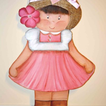 SILUETA DE MADERA "NIÑA ROMÁNTICA"