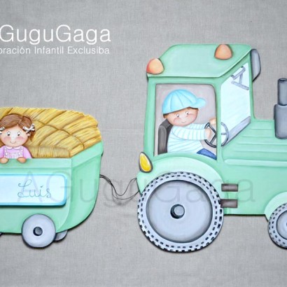 siluetas de madera tractor