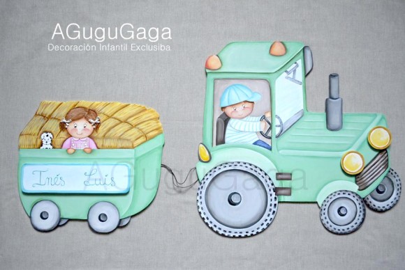 siluetas de madera tractor