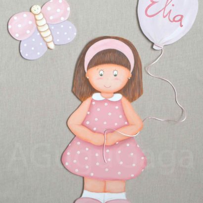 decoración infantil silueta niña con globo