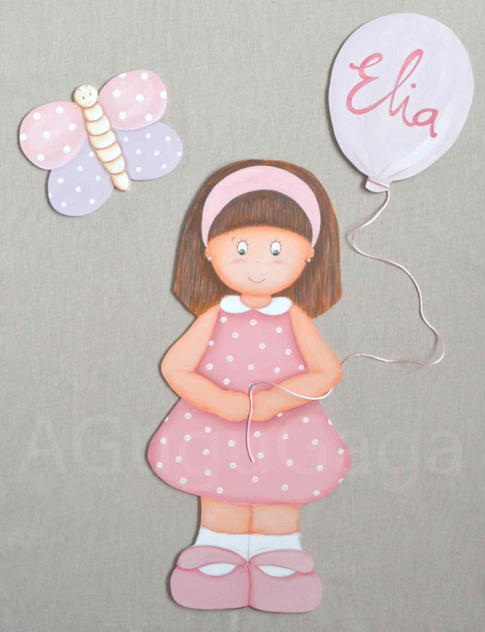 decoración infantil silueta niña con globo