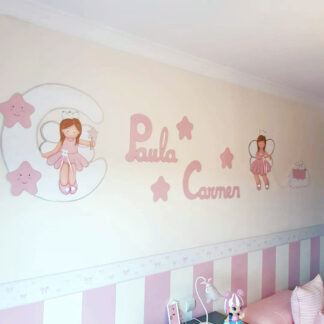 DECORACIÓN INFANTIL HADAS ROSA EMPOLVADO