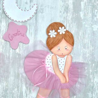 BAILARINA ATANDO ZAPATILLA ROSA & BLANCA (personalizable)