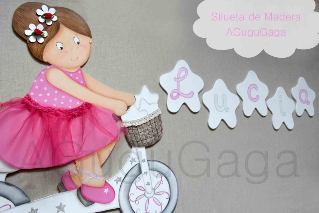 Silueta-de-Madera-Bailarina-en-Bici-Fuxia-AGuguGaga