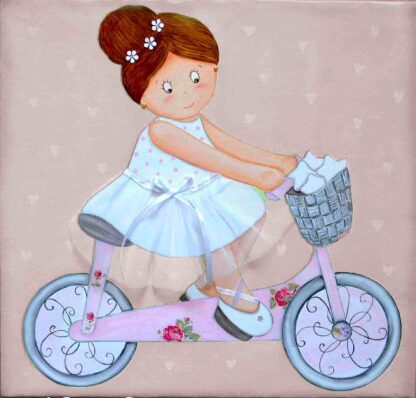 cuadro infantil bailarina en bici para la decoración infantil