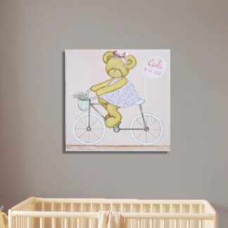 cuadro infantil osita en bici para la decoración infantil