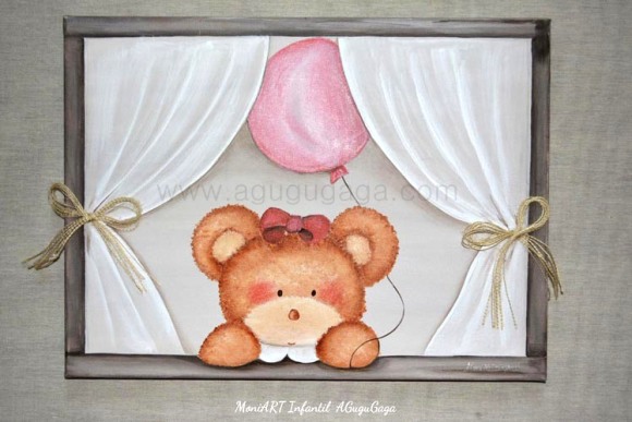 CUADRO INFANTIL "OSITA EN LA VENTANA" - Imagen 3