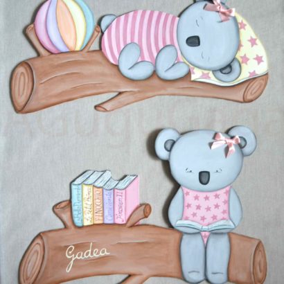 DECORACION INFANTIL SILUETAS DE MADERA KOALAS