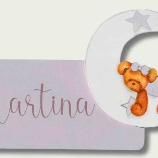 placa de madera para puerta osita luna