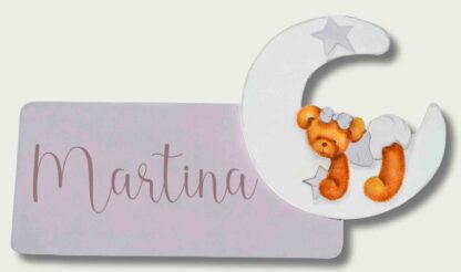 placa de madera para puerta osita luna