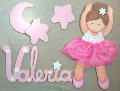 SILUETAS DE MADERA BAILARINAS CON NOMBRE