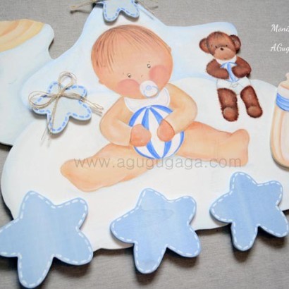 silueta de madera niño bebe regalo nacimiento