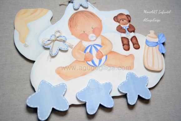 silueta de madera niño bebe regalo nacimiento