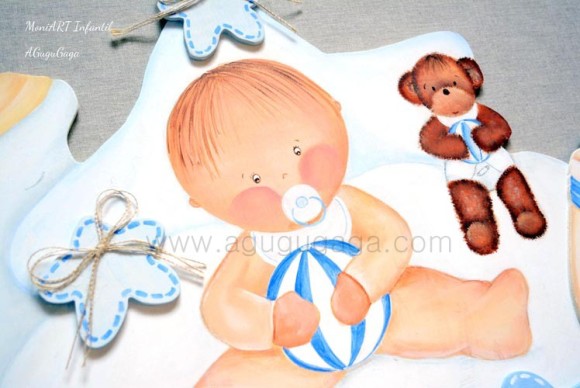 Silueta de madera "NIÑO BEBÉ" (personalizable) - Imagen 2