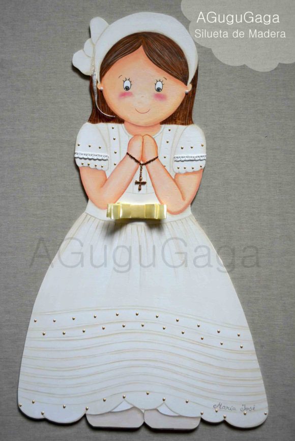 silueta de madera "niña 1ª comunión" (personalizable)