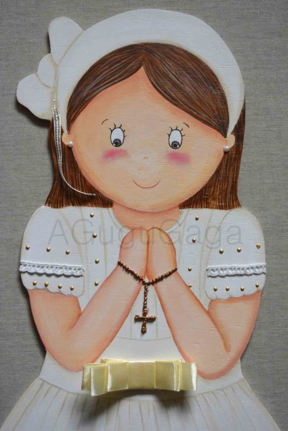 silueta de madera "niña 1ª comunión" (personalizable) - Imagen 6