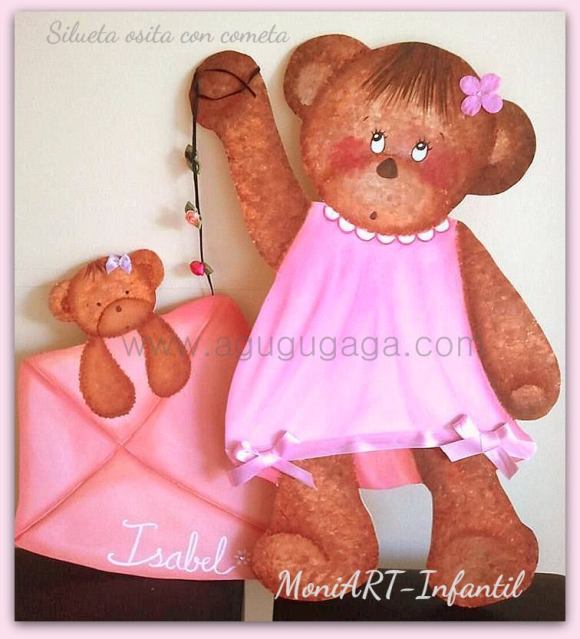 Silueta de Madera "OSITA CON COMETA" medidas 60x40cm - Imagen 5
