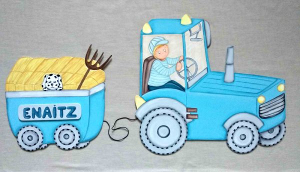 silueta de madera tractor
