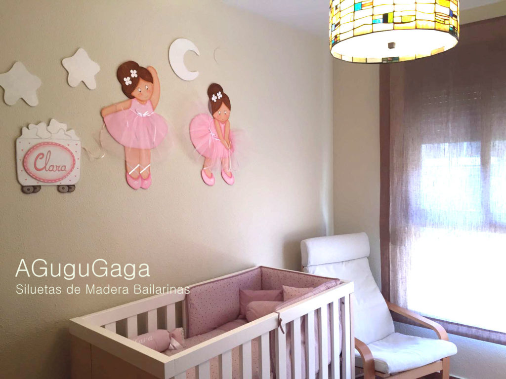 DECORACIÓN INFANTIL SILUETAS DE MADERA BAILARINAS